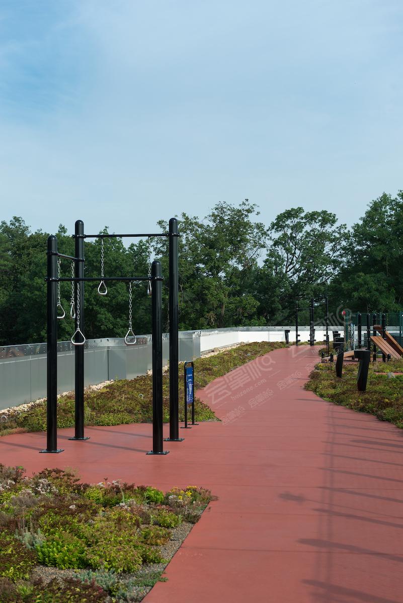 Rooftop running track and outdoor gym