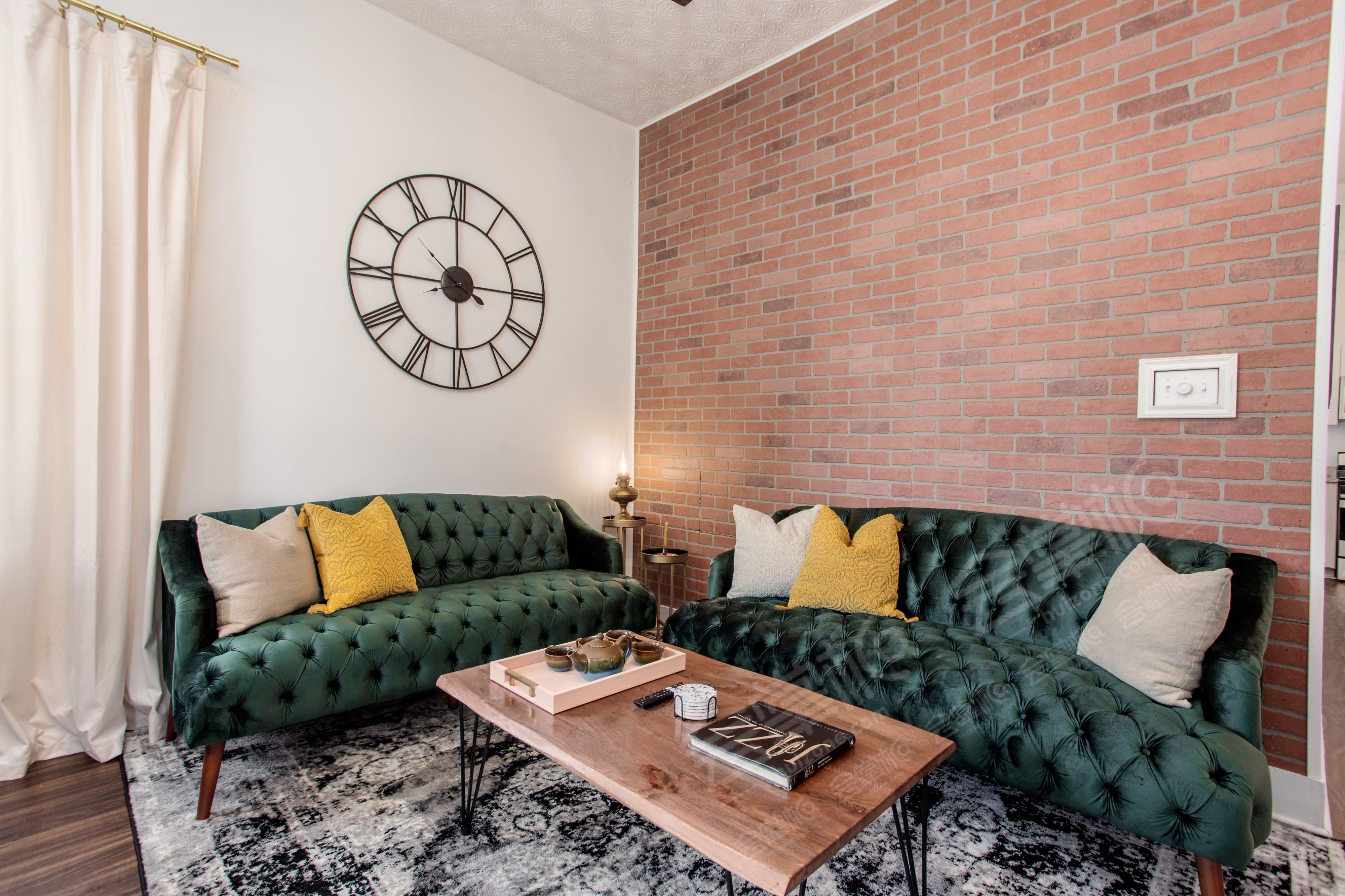 Midcentury Modern Charmer with Brick Accent Backdrop