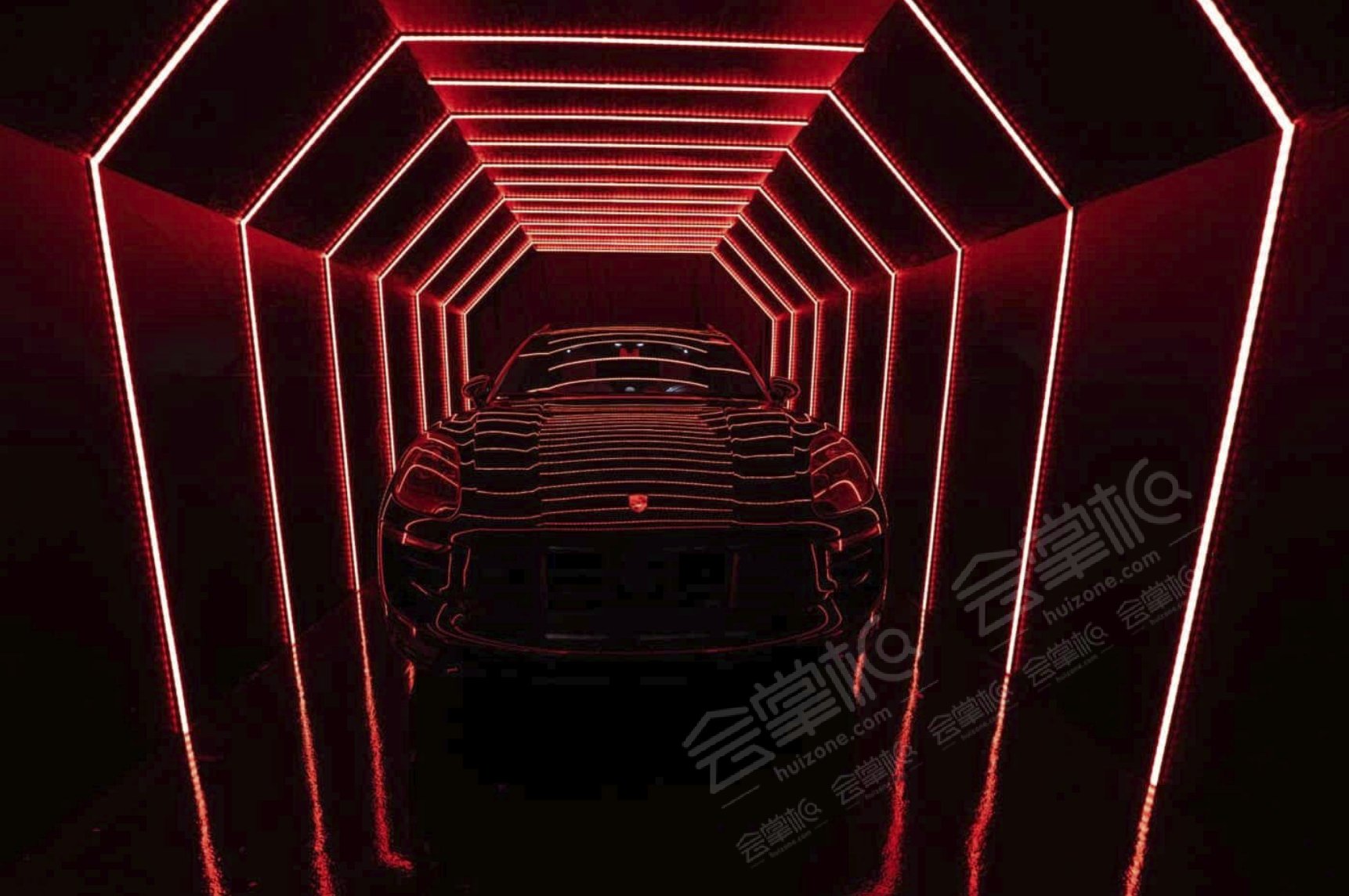 Chi-1 Large blackout studio with high ceilings, a Sport Bike, controllable sound synchronized RGB Lights, and RGB Tunnel for car photo and video shoots