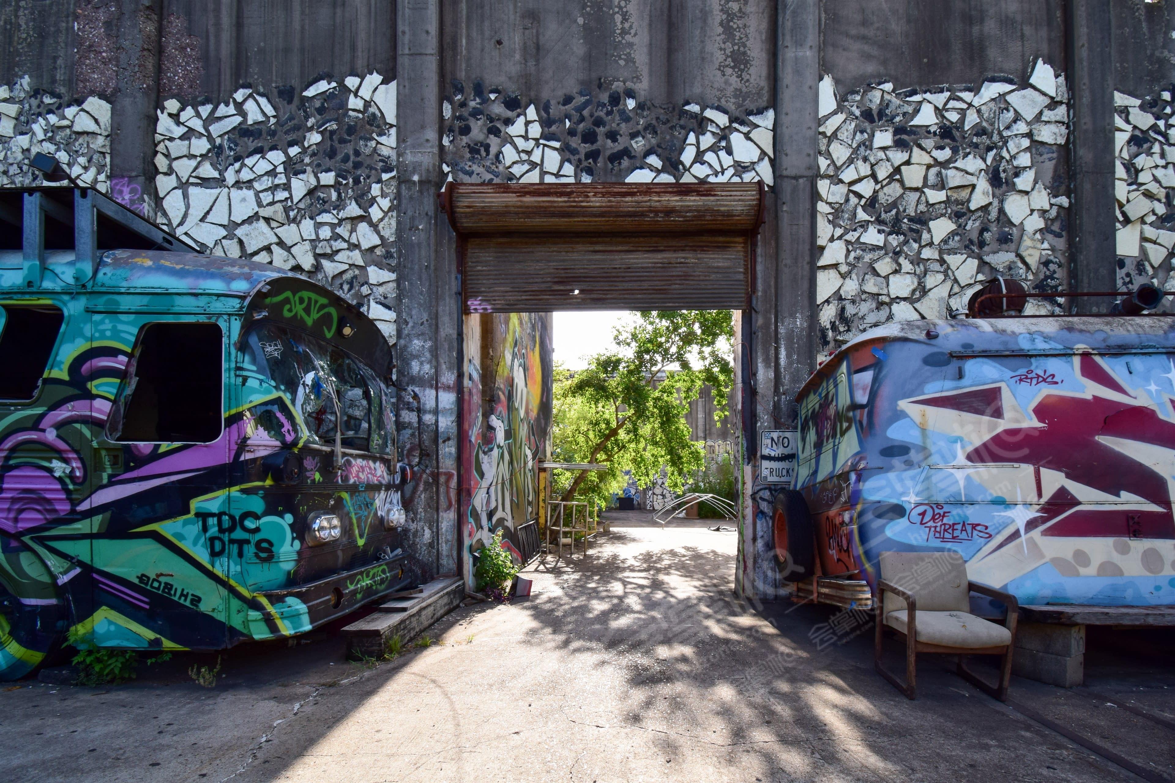 Post Apocalyptic Bombed Out Factory Event Venue w/ 30 Foot Graffiti Walls
