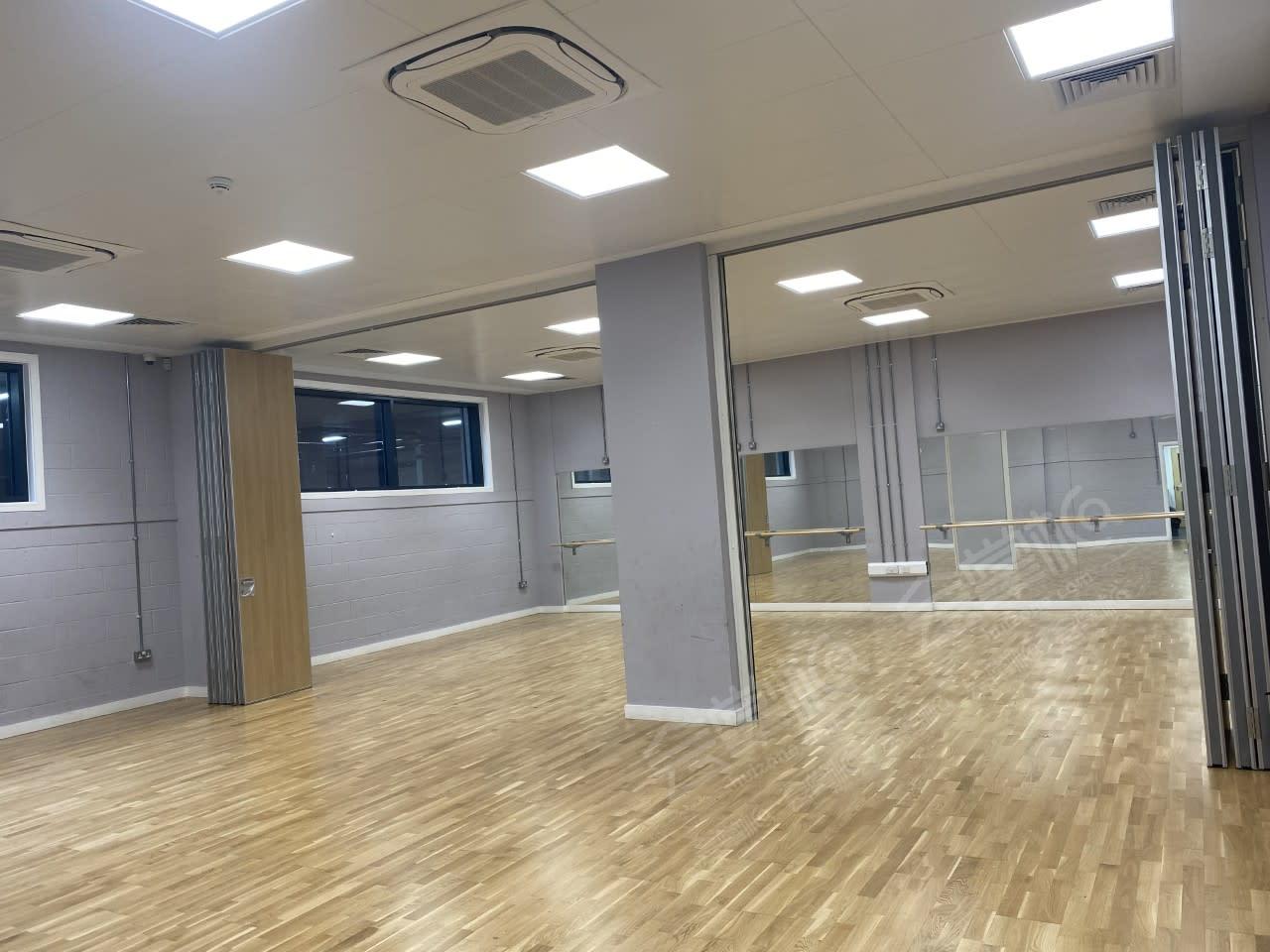 Event and Performance Space with Room Splitter and Mirrored Wall in Acton