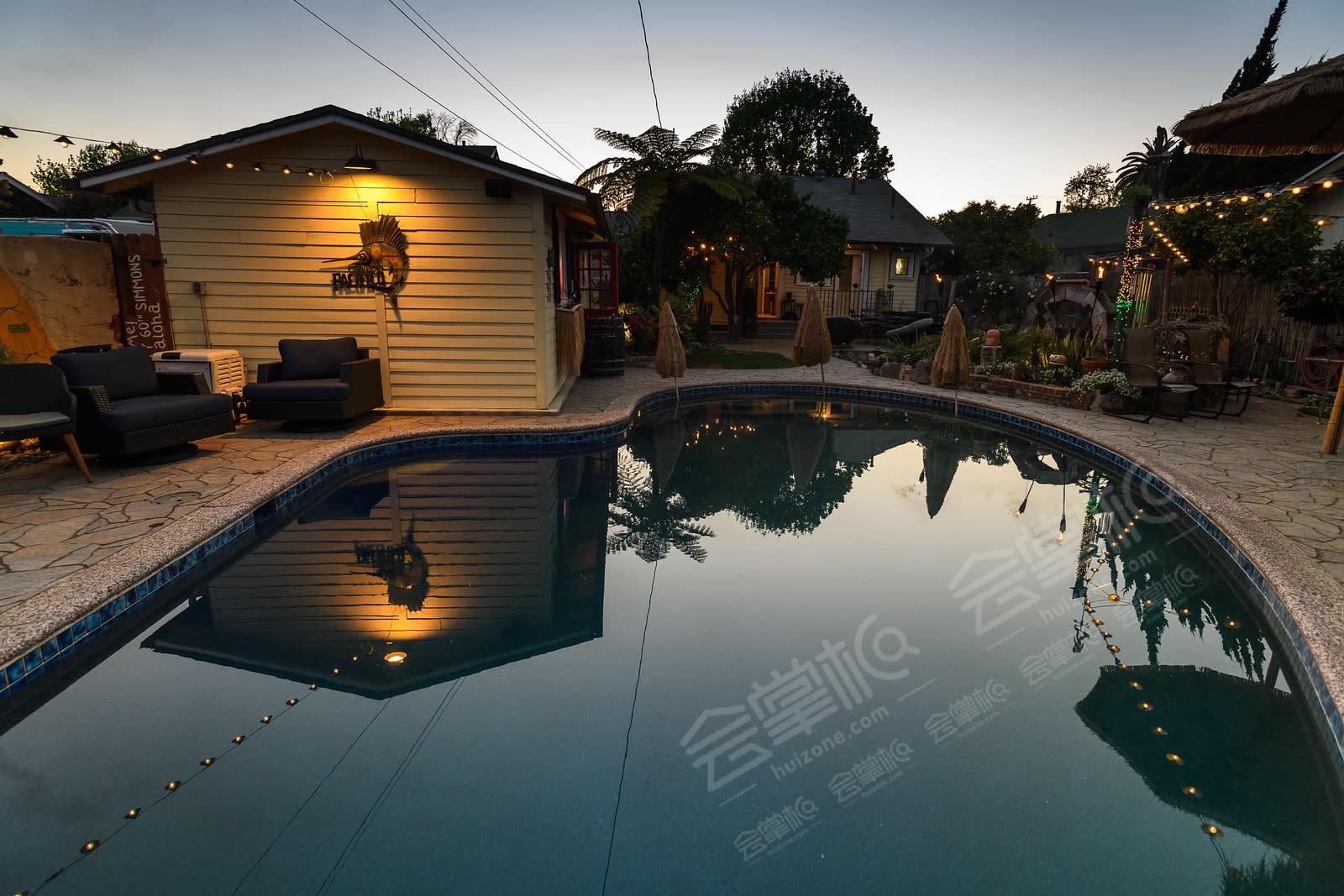 Vintage Bungalow & Tiki Backyard Event with Pool