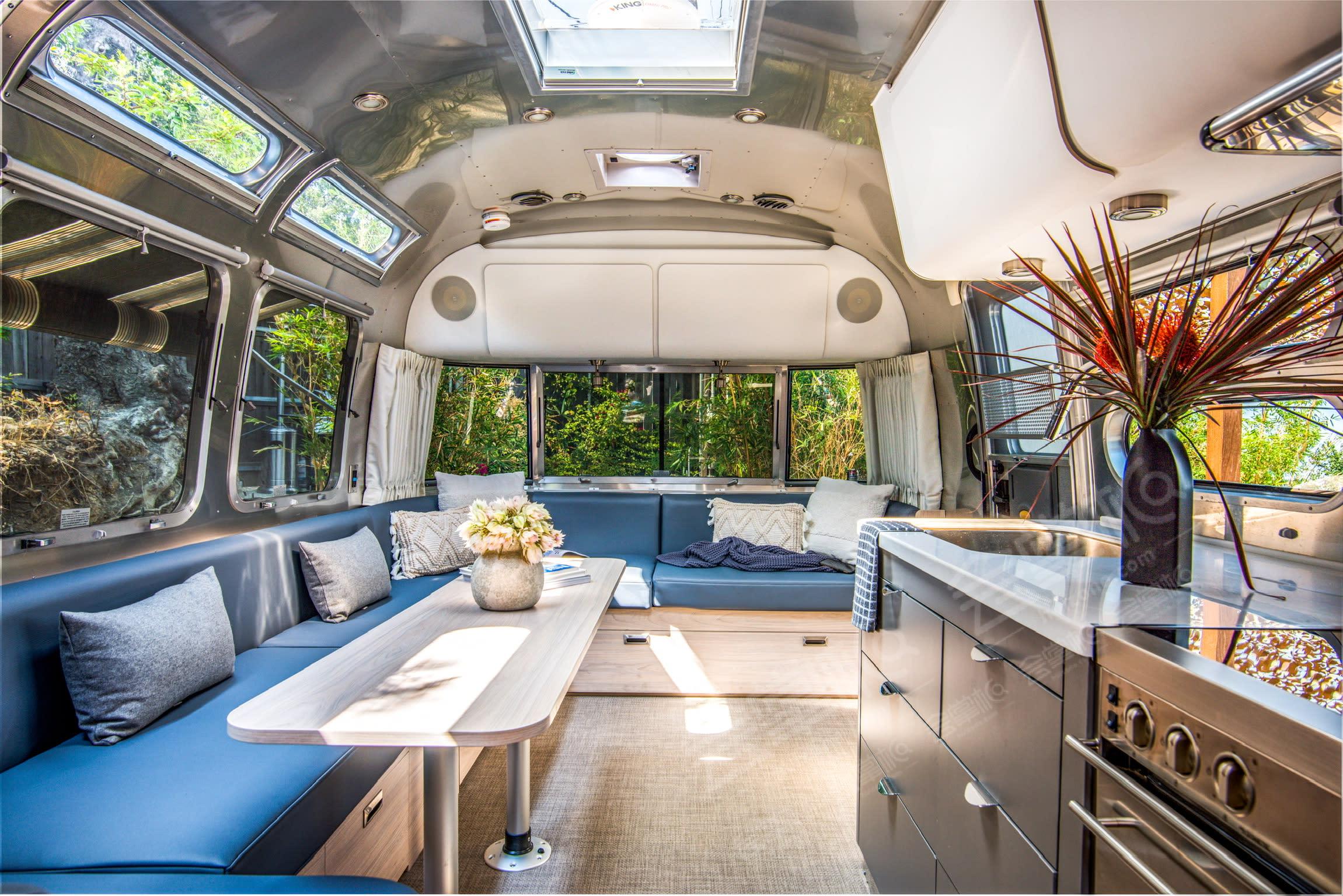 Airstream and pool overlooking the breathtaking views of Hollywood