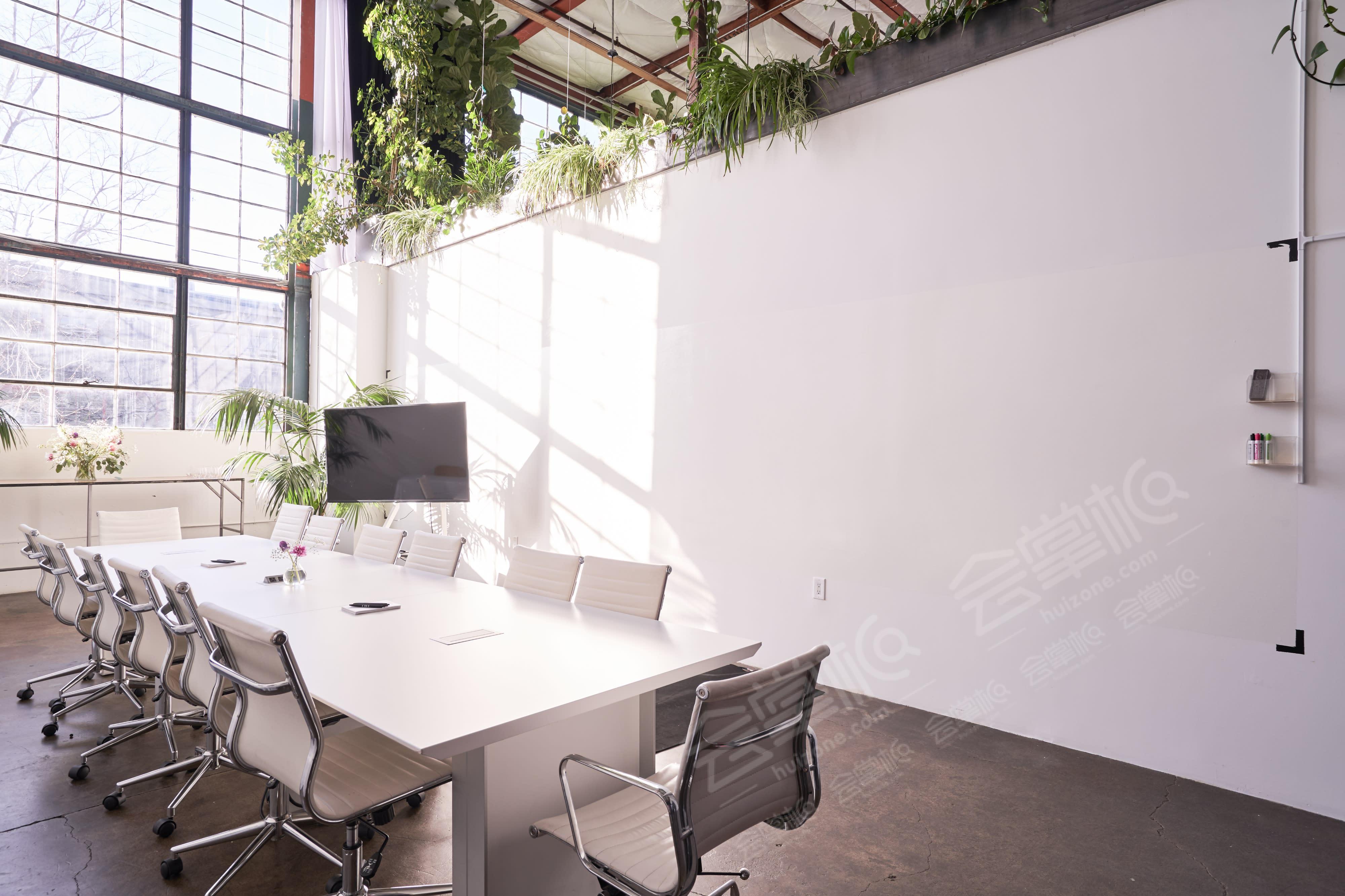 Ciel Le Noir: Plant Filled Conference Room, Industrial Chic Meeting Space