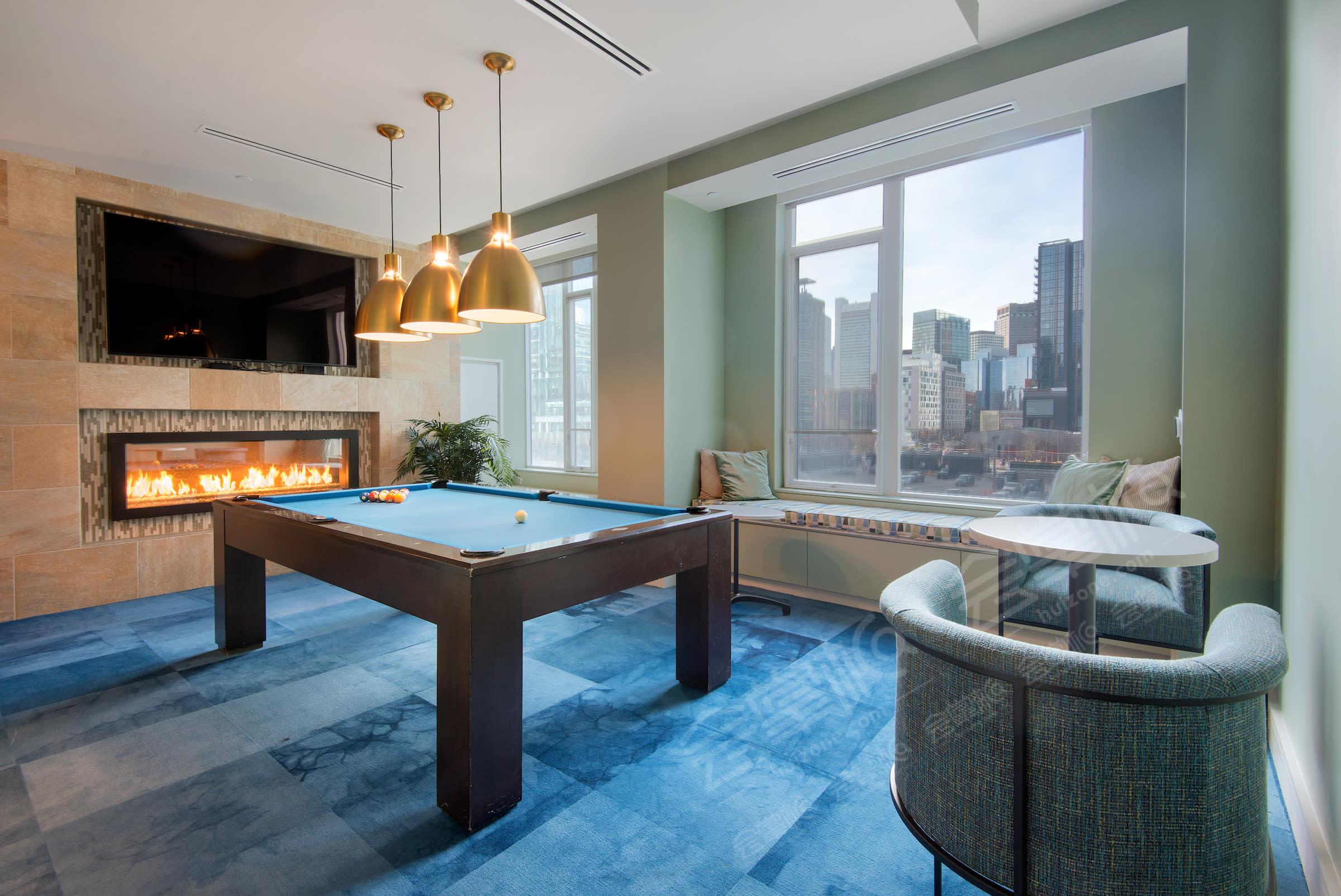 Modern Club Room w/ Kitchen and Pool Table in Boston
