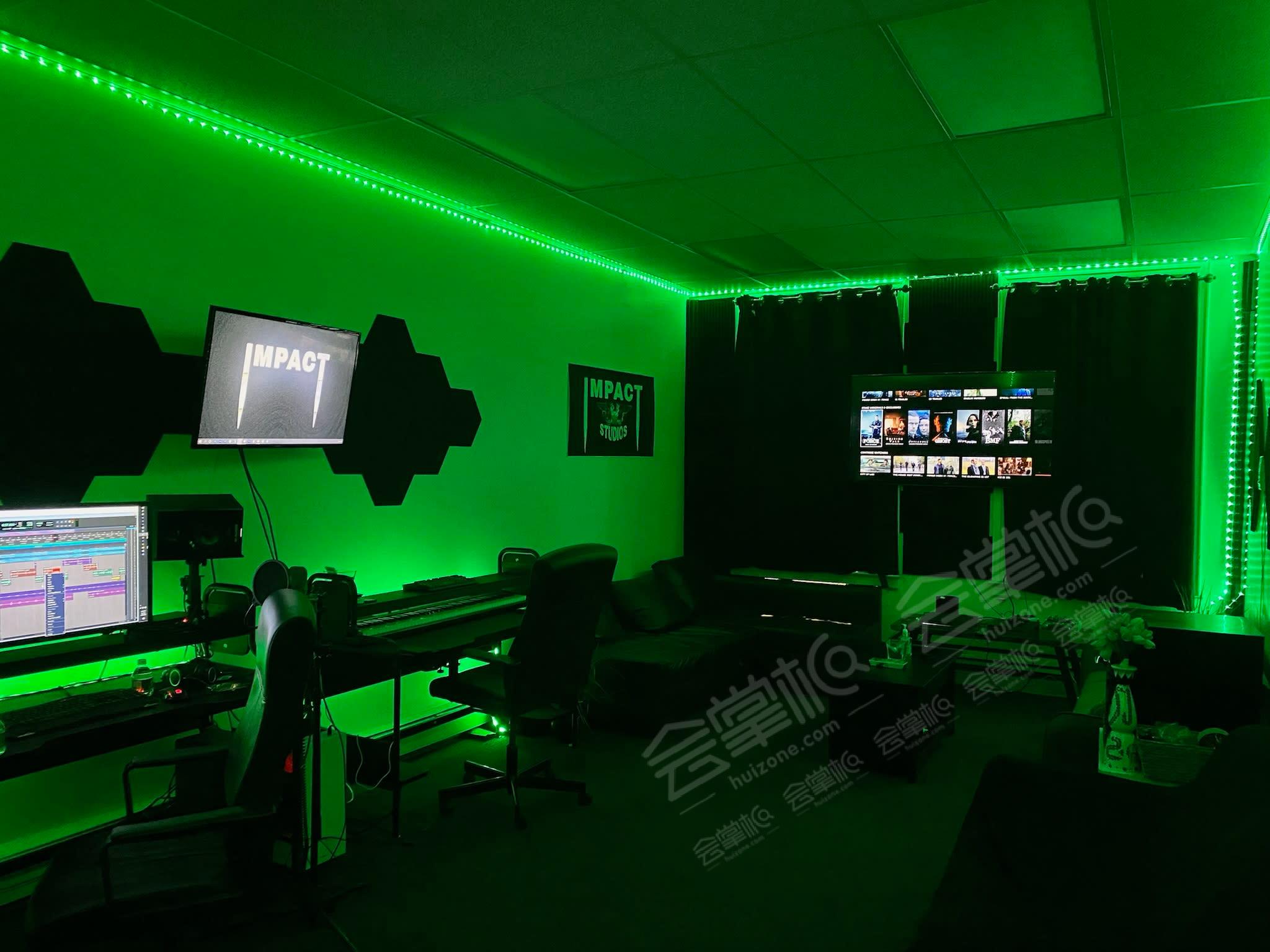 Recording Studio with Unique Lights
